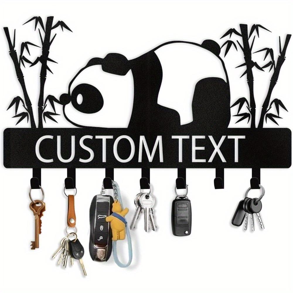 Panda Bamboo Metal Key Holder Wall Mount Coat Hook Iron Decor Entryway Organizer 10 in