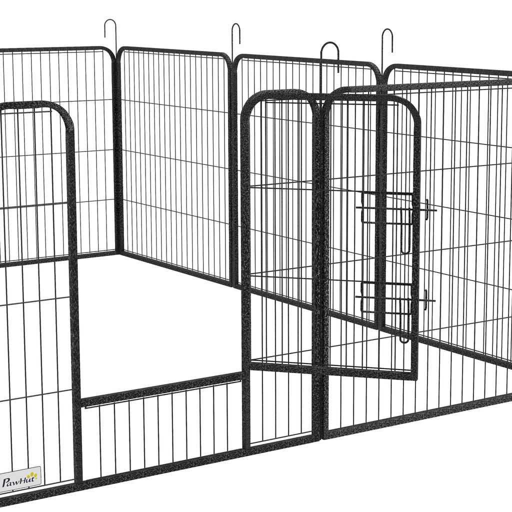12 Panels Heavy Duty Puppy Playpen, for Small Dogs, Indoor and Outdoor Use - Silver