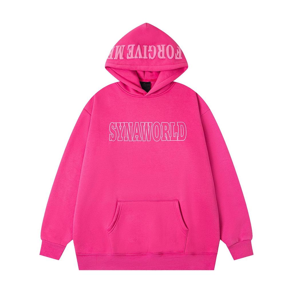 Synaworld Unisex Trendy Hip Hop Letter Print Fleece Hoodie - Casual Loose Fit for Men and Women