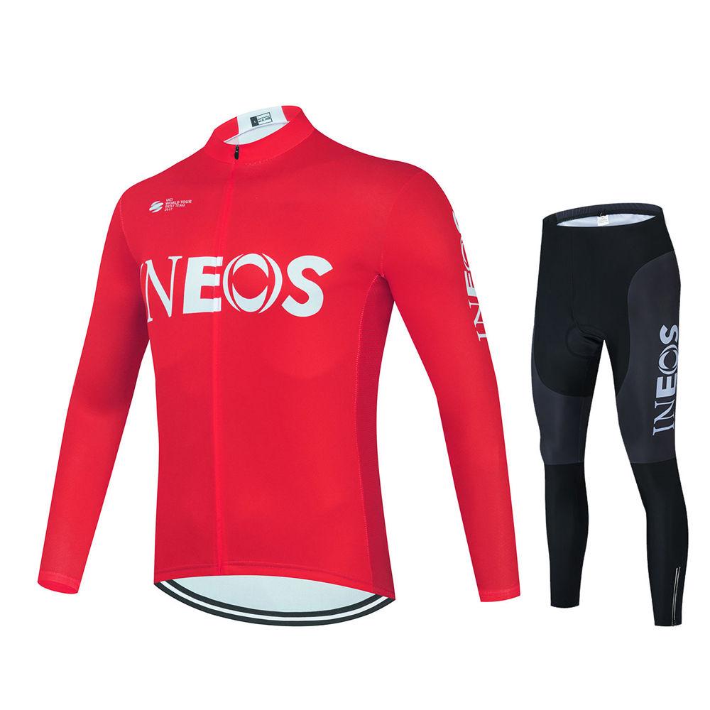 Ineos Team Long Sleeve Cycling Jersey Set for Men, MTB Bike Clothing, Bicycle Wear, 19D Gel Bib Pants 2026