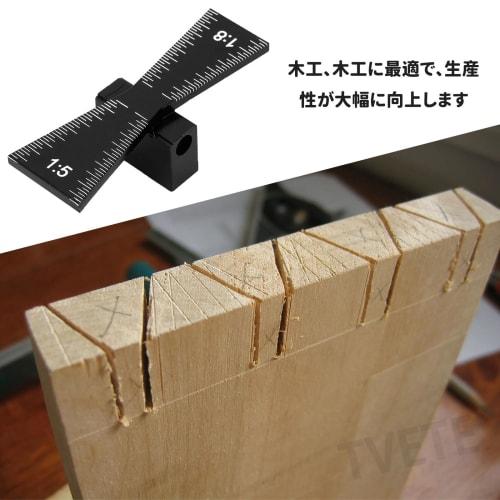 TVETE Dovetail Joint Gauge, Woodworking Tool [1:5 1:8] Aluminum Metal Black Dovetail Tenon Gauge Marking Gauge Marking Ruler for Woodworking Makers, M