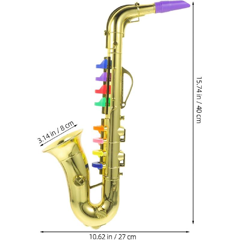 Saxophone for Kids Musical Instruments Toy Fake Saxophone Prop Trumpet Toy Clarinet with 8 Colored Coded Keys Educational Toy for Toddlers Children