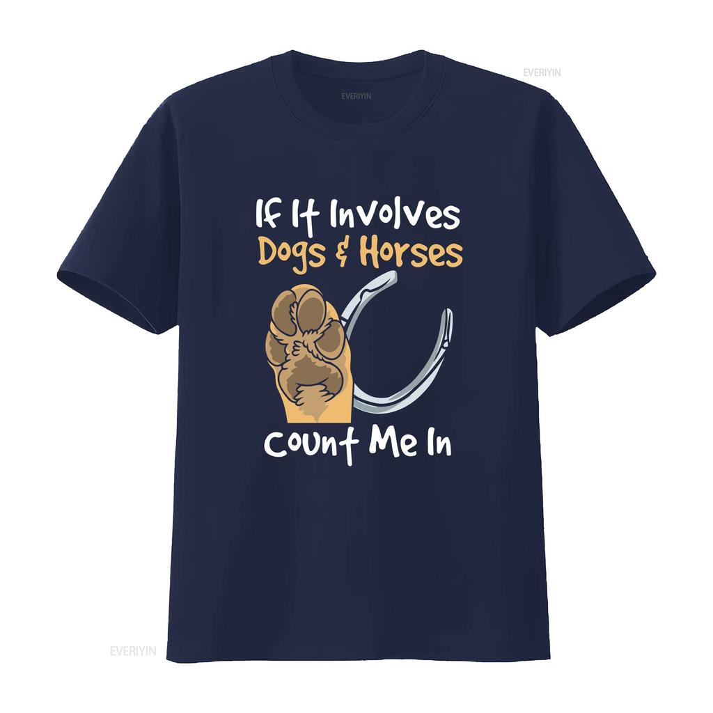 Equestrian Riding T Shirt Horse Lover Trainer If It Involves Dogs Horses  vintage Washed streetwear designer clothes graphic