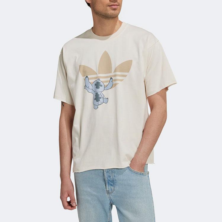 Adidas Originals Disney Cartoon Logo Print Casual Sport Short Sleeve Vintage T-Shirt Unisex Tops Grey White HT3952