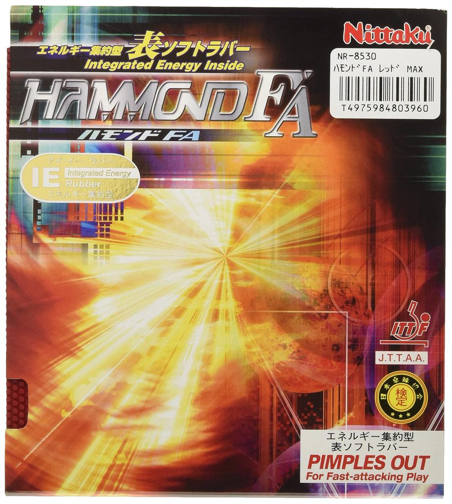 Nittaku Hammond FA Table Tennis High MAX Rubber, Elasticity, NR-8530 (Speed), Red,