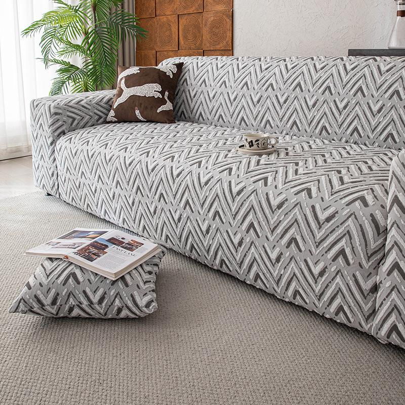 Jacquard Elastische Sofabezüge für Wohnzimmer Überwürfe Stretch Polarfleece Sessel Schutz L-förmiges Sofa 1/2/3/4 Sitzer Zuhause