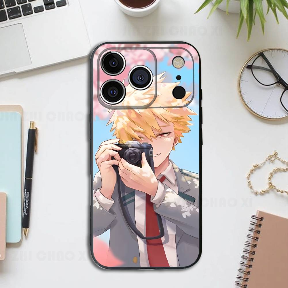 

Anime Figure Katsuki B-Bakugo Black Phone Case For IPhone 17 16 15 14 13 12 13 12 11 Pro Max Plus XS XR Silicone Soft Back Cover iPhone17