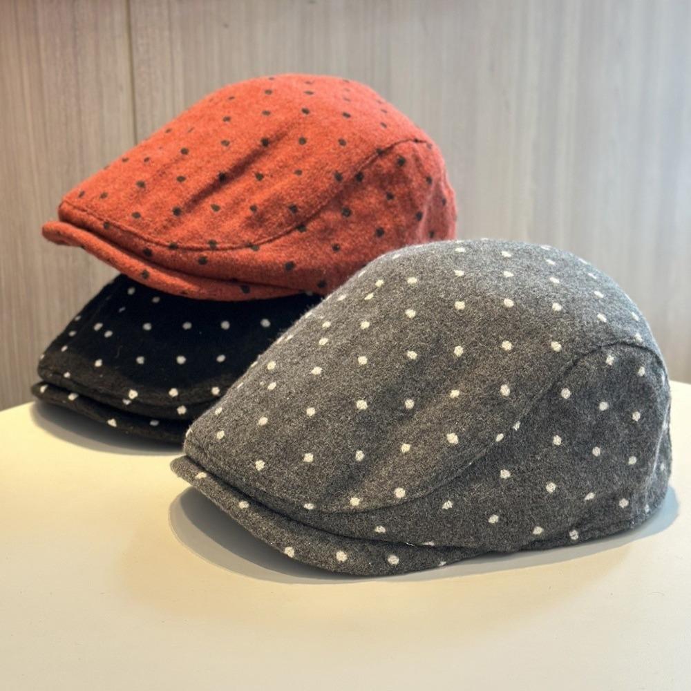 Retro Forward Hat Polka Dot Painter Beret Elegant Newsboy Cap Autumn Winter Wear