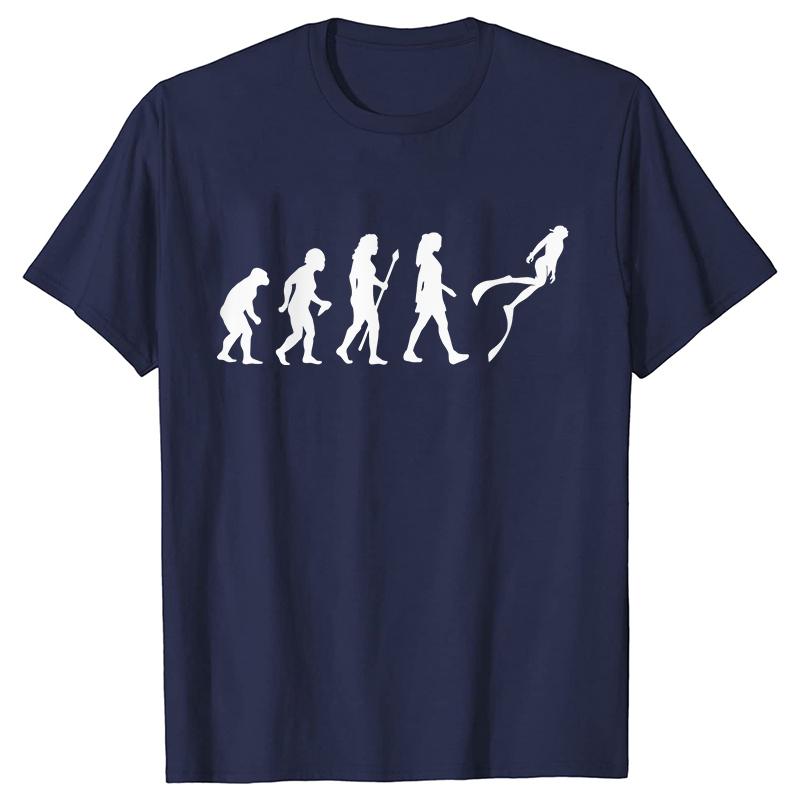 Funny Evolution of Diving Women T-Shirt Short Sleeve O-Neck Tees Fashion Scuba Diver Girl Tops Casual Summer Female Clothing