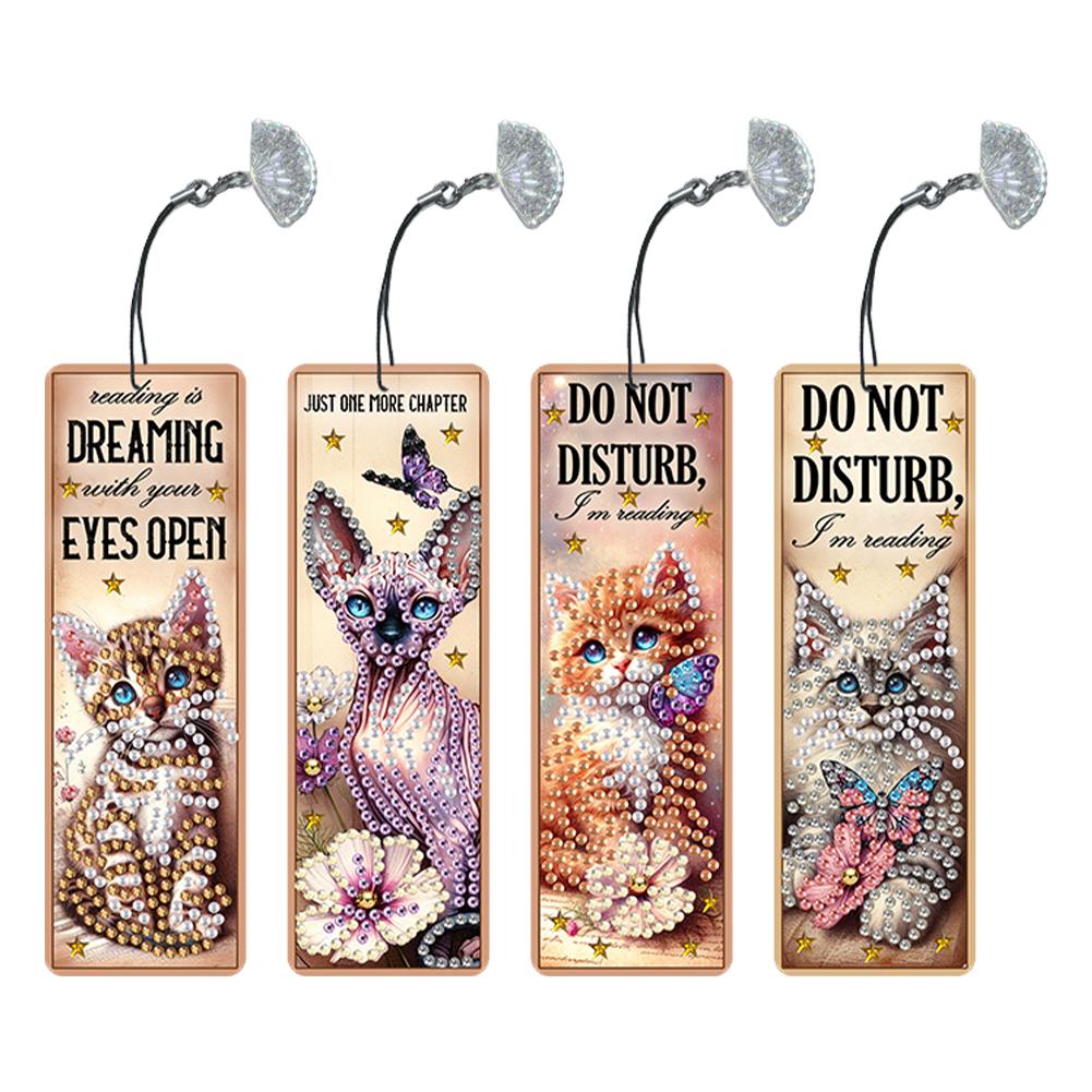 4Pcs Animal Patterns DIY Diamond Painting Bookmark Diamond Painting Art Bookmarks for Readers Home Office Book Decor & Gift Idea