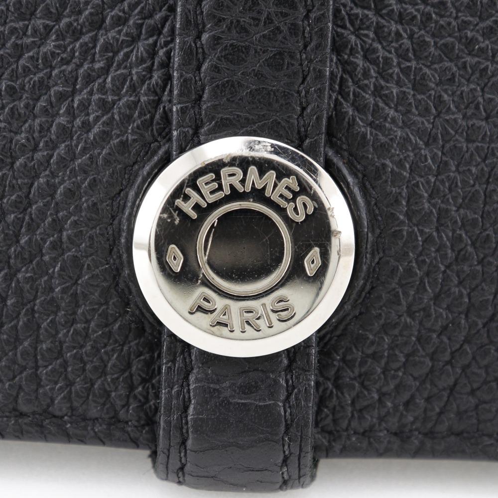 HERMES Dogon GM Purse black/SilverHardware Togo unisex Used