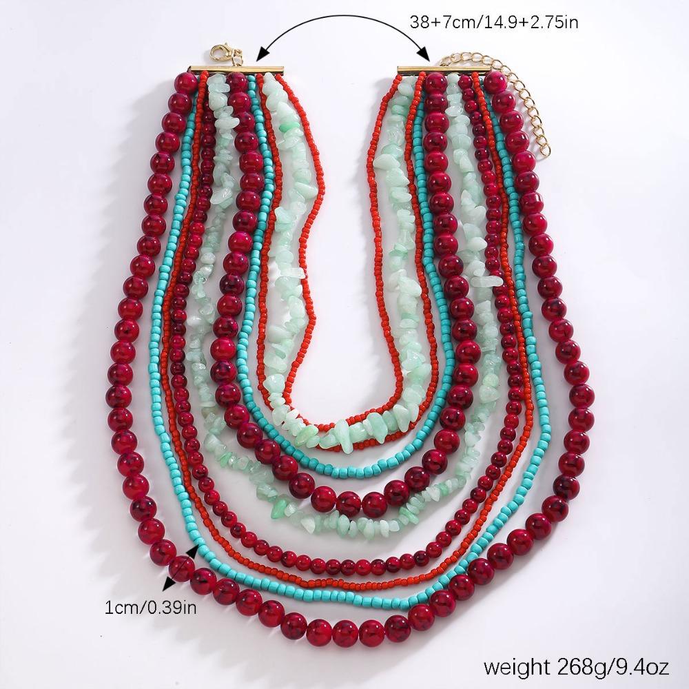 Colorful Gravel Layer Baroque Necklace Bohemia Style Beads Chains Necklace  Jewelry