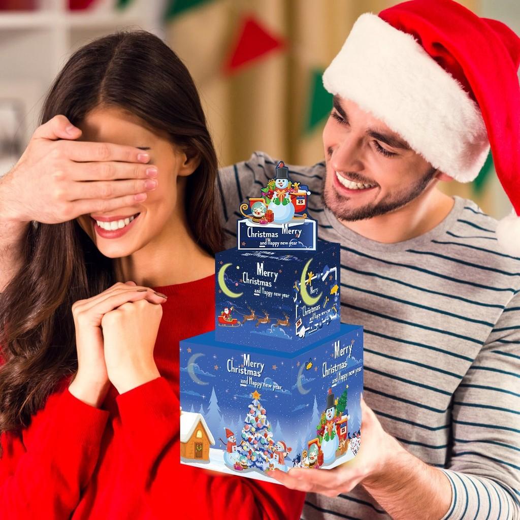 Christmas Snowman Paper Gift Box Double Layer Money Box For Festive Gifting