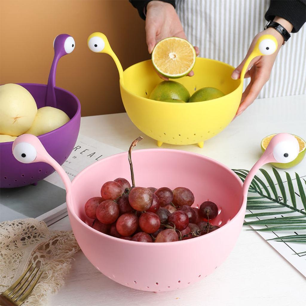 Big Eyes Creative Living Room Snack Fruit Storage Basket, Home Kitchen Fruit And Vegetable Washing Basket Basket