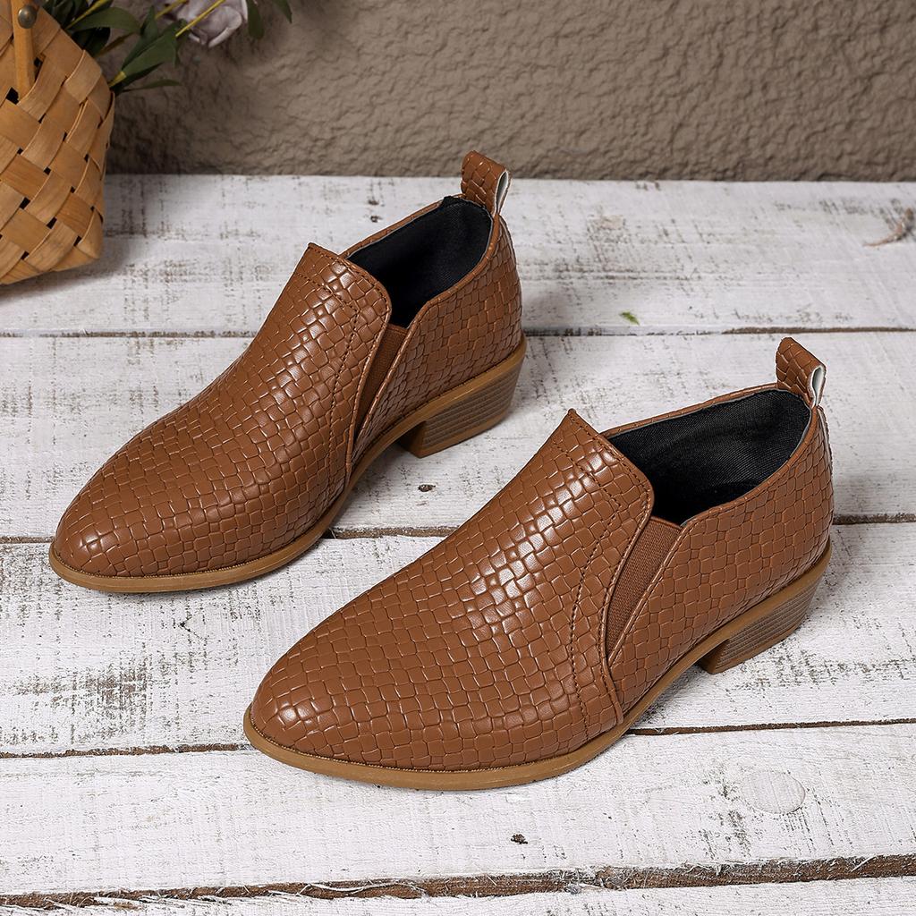 Women's Shoes Spring and Autumn Ladies Pumps Pointed Toe Deep Mouth Single Shoes Solid Casual Chunky Heeled Loafers