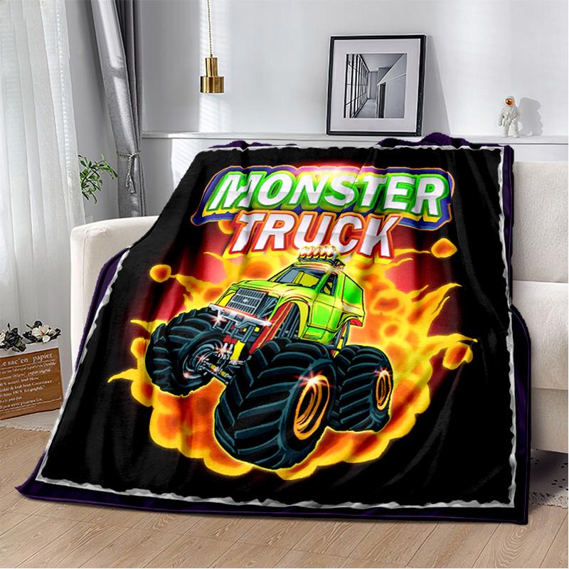 3D Monster Jam Monster Truck Cartoon Blanket,Soft Throw Blanket for Home Bedroom Bed Sofa Picnic Travel Office Cover Blanket Kid