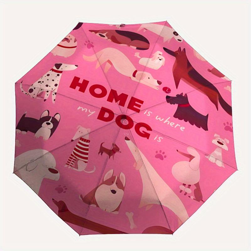 1pc Dogs Home Automatic Open/Close Umbrella - Compact Travel Umbrella, 8-Rib Heavy-Duty Construction, Ideal Gift, Outdoor Accessory, Stylish