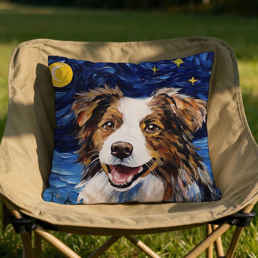 Catoon Starry Sky Dog Cushion Cover Soft Reversible Durable Pillow Cover MultiScene Use for Home Car Daily Comfort