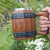 Beer Steins Stainless Steel Resin Drinking Cup Large Capacity Handmade Antique Men's Barrel Mug Beer Cup for Anniversaries