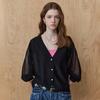 MAXZA Pearl Button V Neck Sheer Knit Cardigan Ze06qd002na