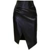Fashion Office Women's PU Leather Skirt Irregualer High Waist Slim Midi Length Women's Skirts Plus Size