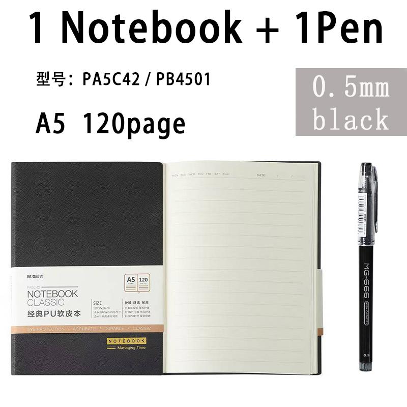 M&G A5 Notebook, 120/80-page lined notebook, smooth writing, suitable for diaries, school, and office use
