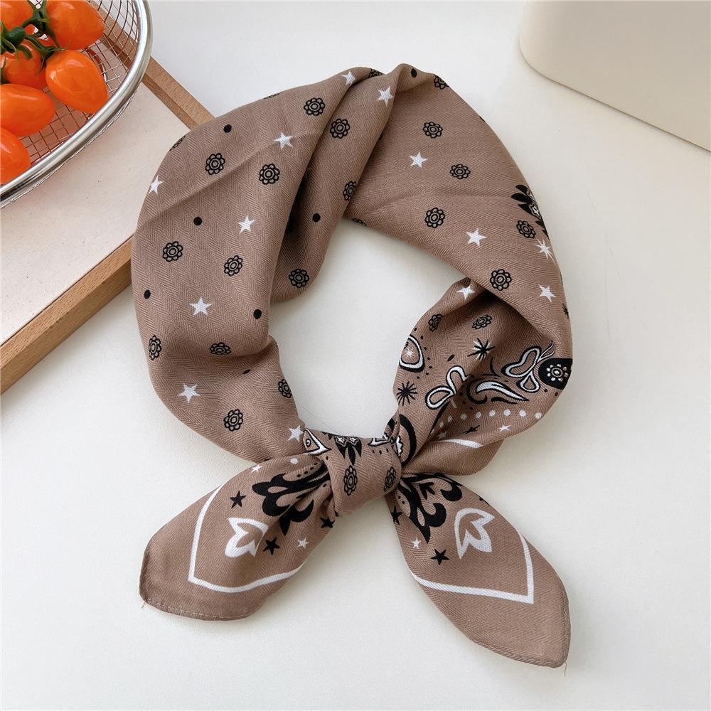 Paisley Flower Print Handkerchief Soft Cotton Linen Head Neck Scarves Hair Scarf Neckerchief Headscarves Square Scarf Headband