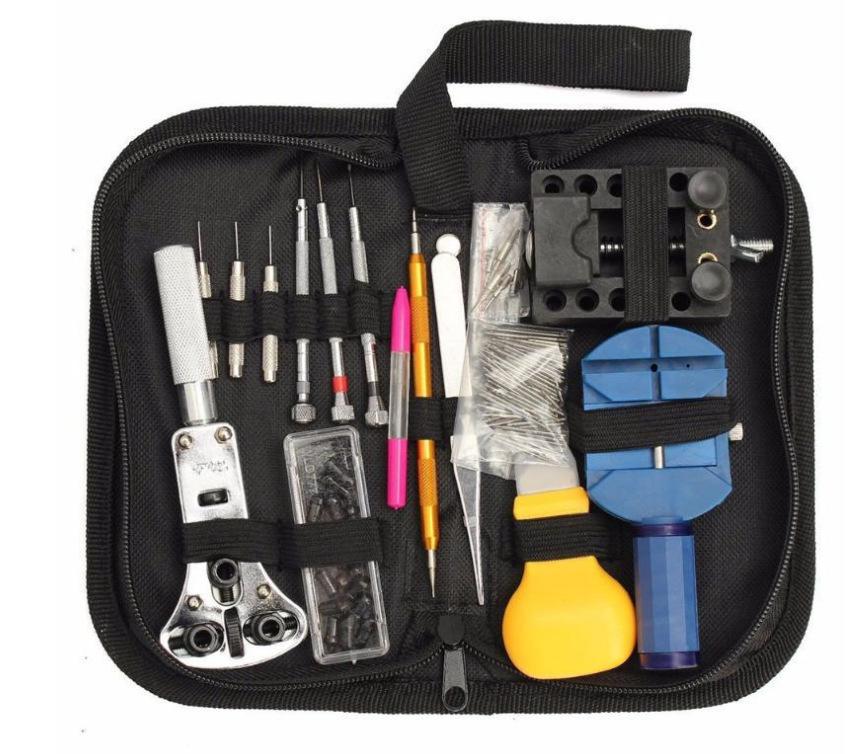 

Набор инструментов для ремонта часов из 147 предметов с открывателем и сумкой для инструментов для домашнего использования
