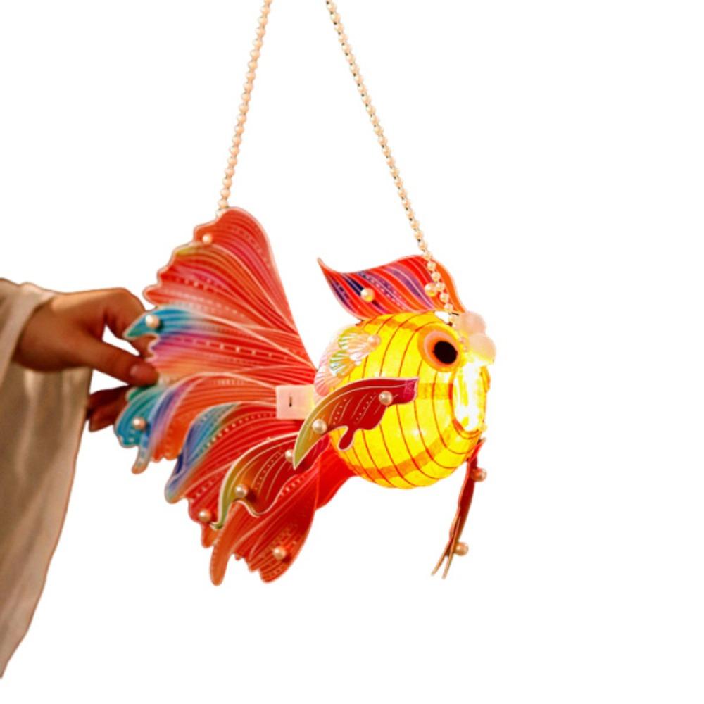 3D Koi Mid-Autumn Festival Lantern Good Luck Glowing Handheld Lantern Gift красный