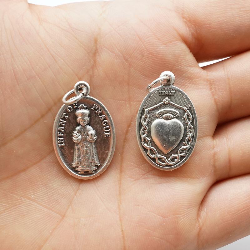 Reversible Metal Charms Necklace Bracelet DIY Accessories Philomena Our Lady Benedict Religious Figures Charms Catholic Figures