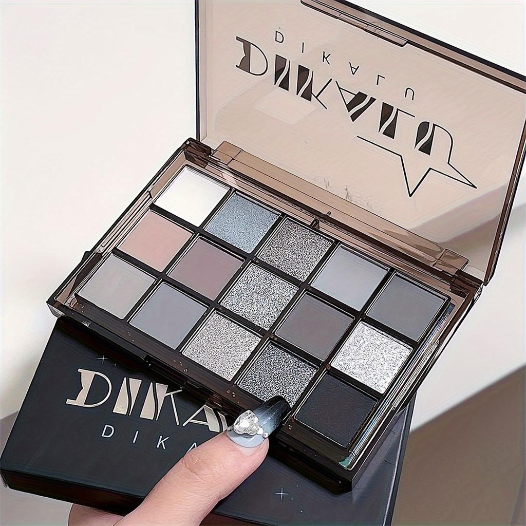 15 Farben Lidschatten-Palette Schwarz Silber Grau Palette Schimmer Perlglanz Matt Finish Smokey Makeup Halloween Makeup Für Musikfestival