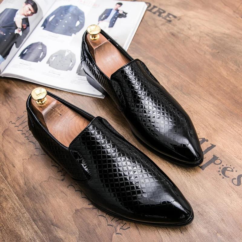 

Модные лоферы Новые модные мужские ПУ с тисненым узором Без шнуровки Деловые банкетные туфли Заостренный носок Удобная мужская обувь 44 чёрный