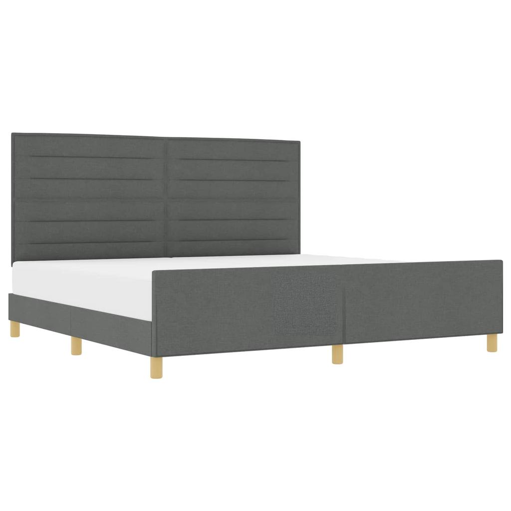 Bed Frame with Headboard Dark Gray 200 x 200 cm Fabric