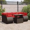 VidaXL Garden Lounge Set with Cushions 7pcs Brown Wicker Acacia, Outdoor Sofa Set, Garden Furniture 3326595