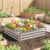 Square Raised Garden Bed Box with Weatherized Steel Frame for Vegetables, Flowers, & Herbs, 120 X 120 X 30cm, Silver Tone