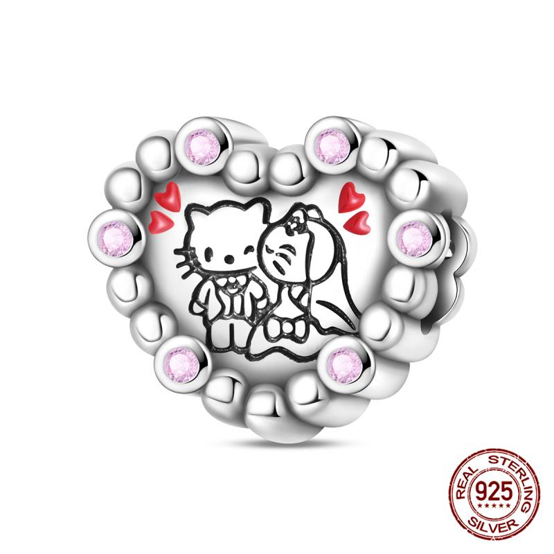 100% Copper Original Cat Couple Chain Beads Romantic Butterfly Charms Fit Bracelet Diy Jewelry Making Women Gift