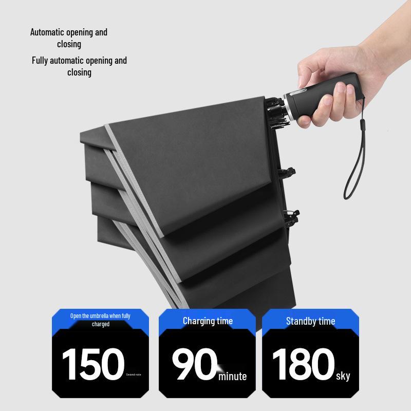 SmartTech Dual-Use Electric Umbrella: Automatic Open/Close, Reverse Sun/Rain Protection, Reflective Strip, Custom Gift Option.