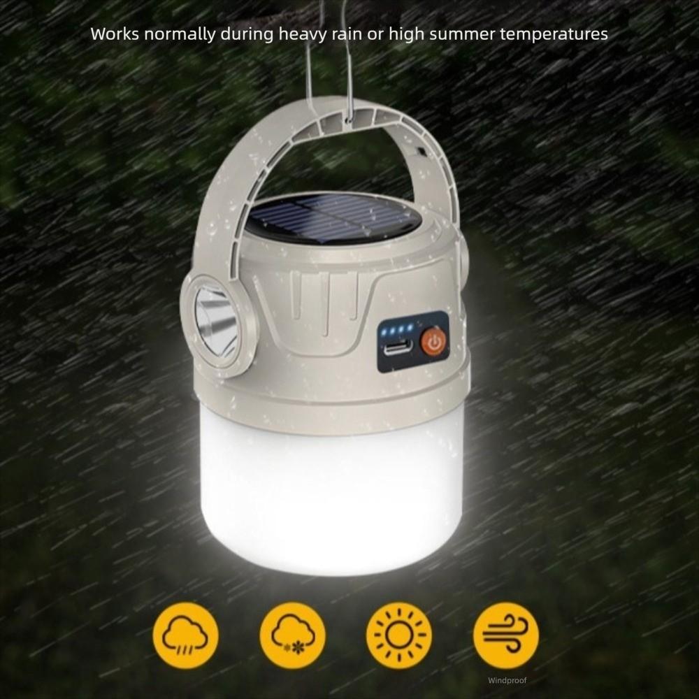 LED Light Solar Powered Light USB Rechargeable IP55 Waterproof Rechargeable Light Handheld Design Multi Functional Tent Light