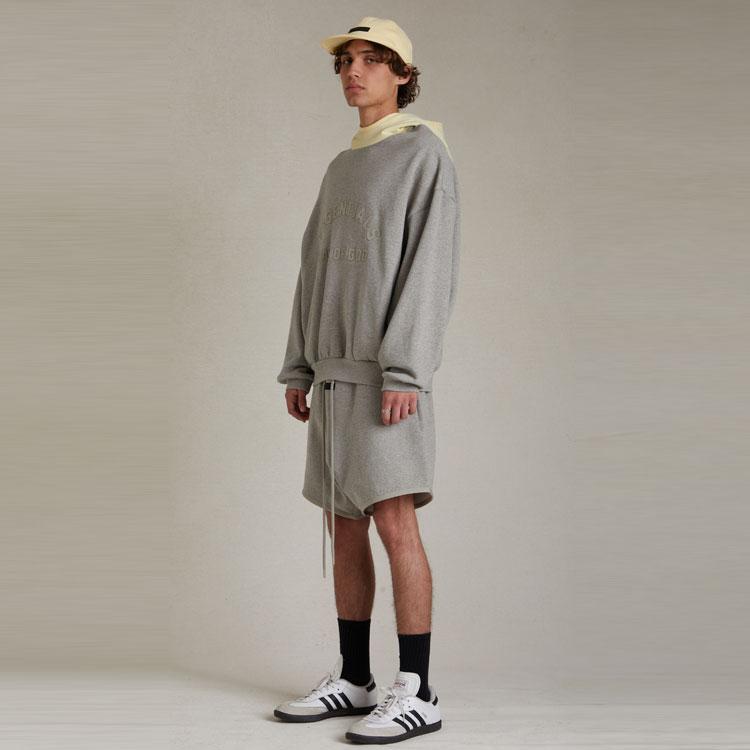 Fear of God Essentials Nylon Fleece Hoodie Dark Heather Oatmeal/Garden Yellow Men Tops Grey 202SP244311F