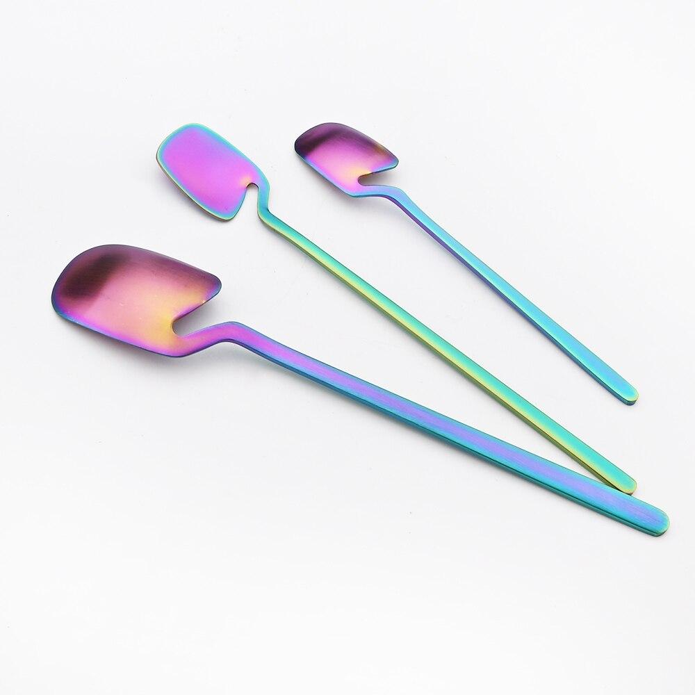 1810 Colorful Stainless Matte Steel Cutlery Dinnerware Set Knife Fruit Forks Spoons Dinner Set Kitchen Silverware Tableware Set