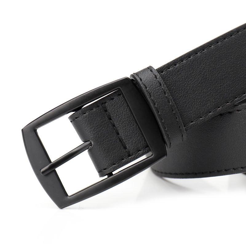 European and American Casual Square Buckle Imitation Leather Belt for Men and Women Versatile Jeans Belt Fashionable and High-end Women's Belt