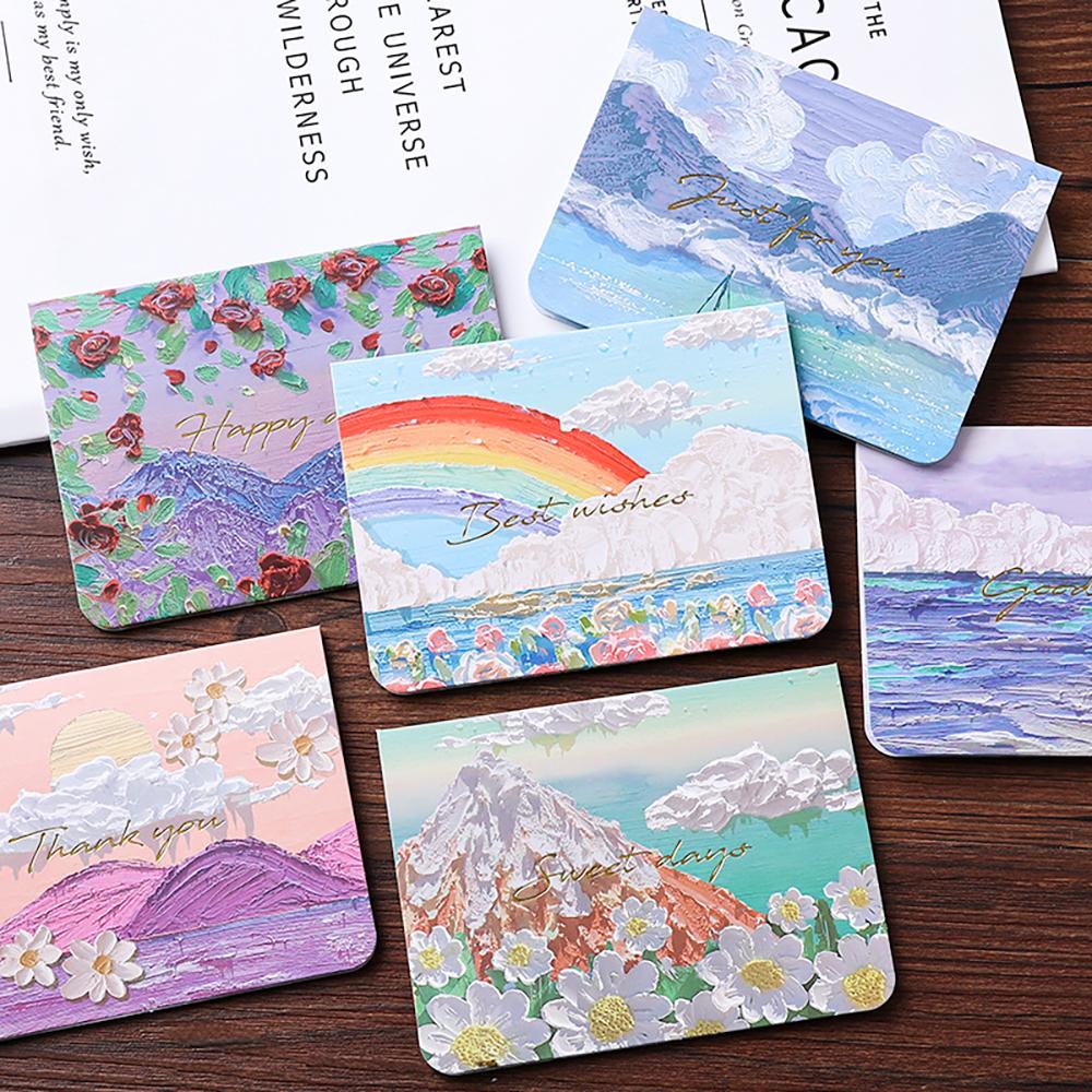 Oil painting greeting card, high-end feeling holiday greeting card, envelope, DIY gift decoration, message card, cardboard