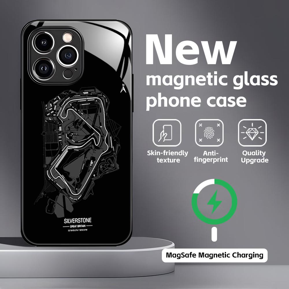 

Чохол для телефону з принтом траси Формули-1 для iPhone 16 15 14 13 12 11 X XR XS 8 Plus Mini Pro Max Скляний магнітний чохол iPhone 16 Pro Max