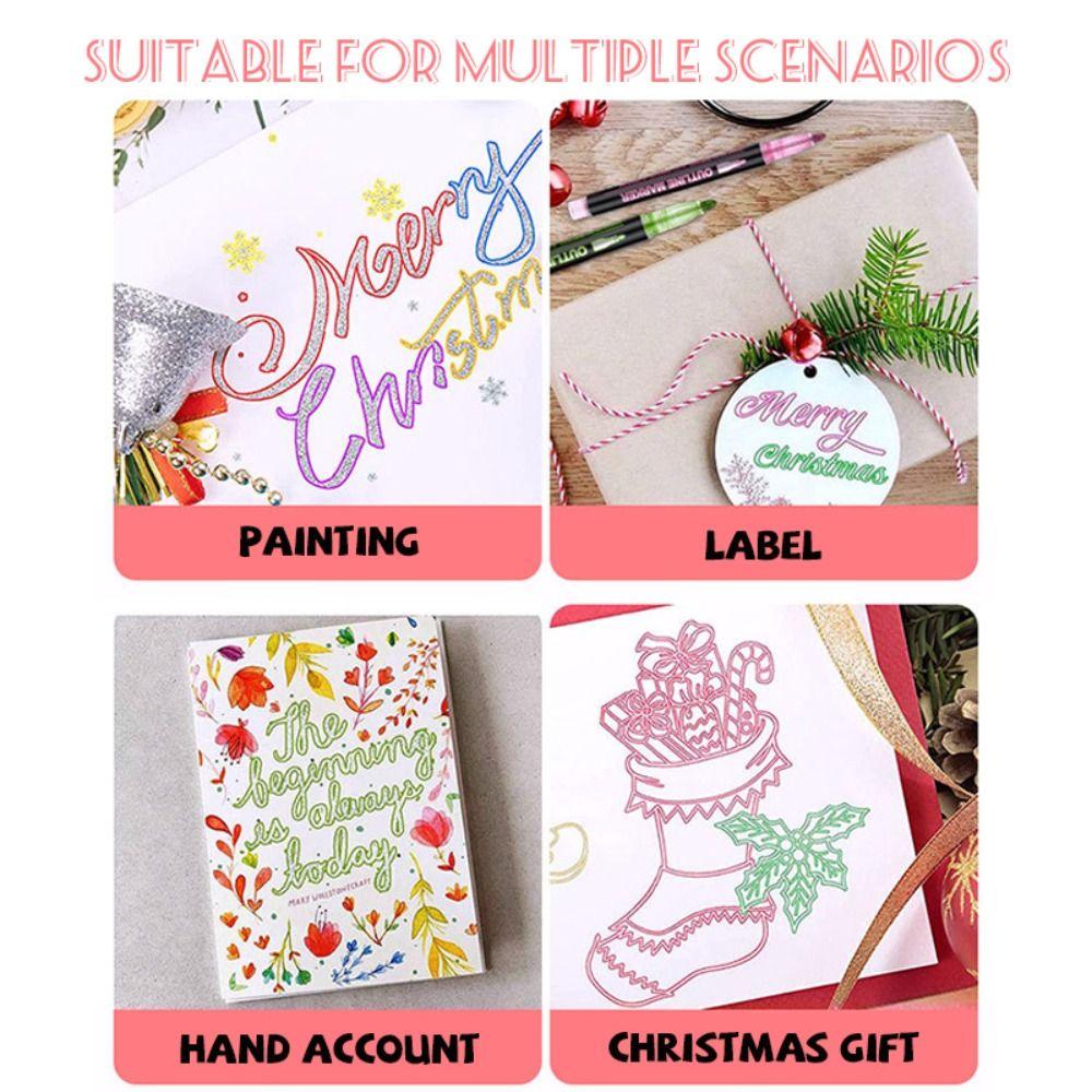 8/12/24/36/48/60 Farben Doppellinien-Umrissstifte Selbstumrissende Kunstmalstifte Kunstbedarf