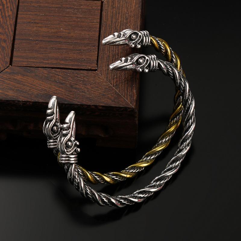 Adjustable Viking Raven Head Cuff Bracelet For Men Punk Hip Hop Gothic Party Biker Accessory