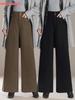 Hengyuanxiang Tencel Wool High-Waist Wide-Leg Pants for Women - Thickened, Autumn/Winter 2025 Collection