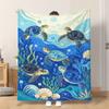 1pc Flannel Blanket Sea Turtles Swimming Underwater Soft Comfortable And Warm This Nap Blanket/Sofa Blanket Is Suitable for All Se