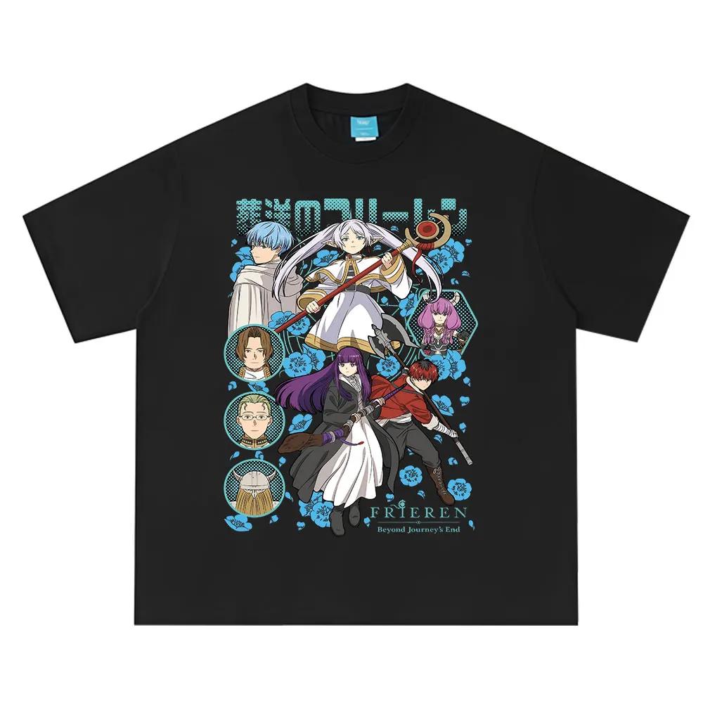 

Anime Frieren_ Beyond Journey s End Frieren Fern Stark Himmel T-shirt Men Women Clothing Fashion Harajuku Cotton Summer T-shirts XXXXXL чорний