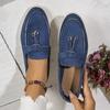 Women's Suede Flat Sole Large Size Low Top Single Shoes Women's Soft Sole Lightweight Solid Overfoot Shoes