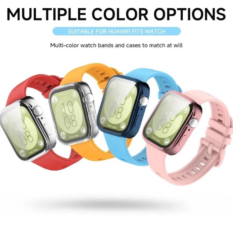 For Huawei Watch Fit 4 Fit 3 Strap Soft Silicone Sport Watchband and TPU Soft Shell Breathable